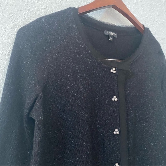 Talbots Metallic Pearl Button Chiffon Cardigan Women’s Size Small Petite Office - Picture 5 of 7